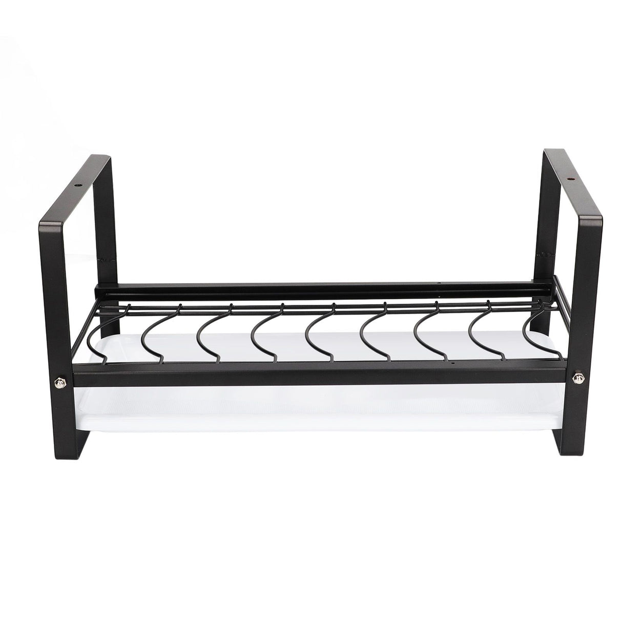 Kitchen Cabinet Storage Shelf Rack Bowls Dishes Plates Drainboard Holder Rustproof Nonslip for Counter Cupboard Pantry Black