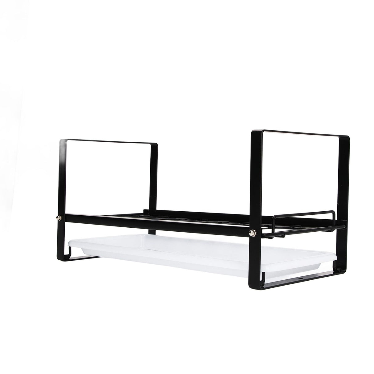 Kitchen Cabinet Storage Shelf Rack Bowls Dishes Plates Drainboard Holder Rustproof Nonslip for Counter Cupboard Pantry Black