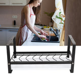 Kitchen Cabinet Storage Shelf Rack Bowls Dishes Plates Drainboard Holder Rustproof Nonslip for Counter Cupboard Pantry Black