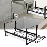 Kitchen Cabinet Storage Shelf Rack Bowls Dishes Plates Drainboard Holder Rustproof Nonslip for Counter Cupboard Pantry Black - Extra Image