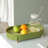 Tea Tray Simple Double Layer Pure Color Uniform Draining Holes Detachable Design Plastic Tea Tray Serving Green