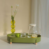 Tea Tray Simple Double Layer Pure Color Uniform Draining Holes Detachable Design Plastic Tea Tray Serving Green
