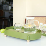 Tea Tray Simple Double Layer Pure Color Uniform Draining Holes Detachable Design Plastic Tea Tray Serving Green - 45-Degree Angle