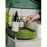 Tea Tray Simple Double Layer Pure Color Uniform Draining Holes Detachable Design Plastic Tea Tray Serving Green - Low Angle