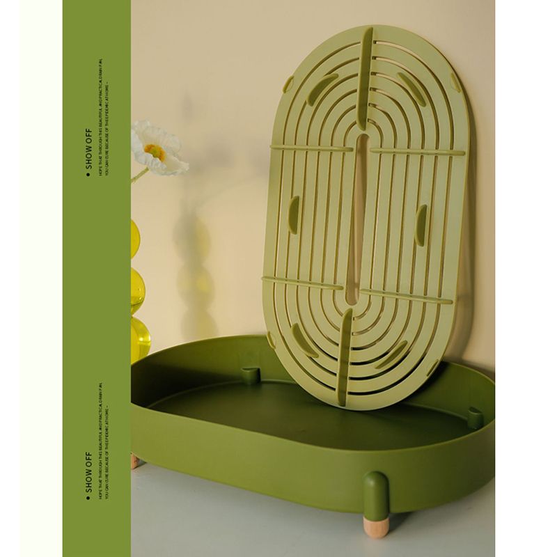 Tea Tray Simple Double Layer Pure Color Uniform Draining Holes Detachable Design Plastic Tea Tray Serving Green