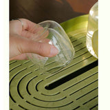Tea Tray Simple Double Layer Pure Color Uniform Draining Holes Detachable Design Plastic Tea Tray Serving Green - Extra Image