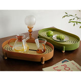Tea Tray Simple Double Layer Pure Color Uniform Draining Holes Detachable Design Plastic Tea Tray Serving Brown - Front View