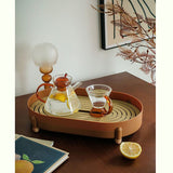 Tea Tray Simple Double Layer Pure Color Uniform Draining Holes Detachable Design Plastic Tea Tray Serving Brown - Top-Down View