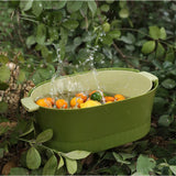 Drain Colander Double Layer Detachable Increased Deepened Capacity Plastic Colander Strainer Set for Kitchen Green Large
