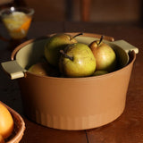 Drain Colander Double Layer Detachable Increased Deepened Capacity Plastic Colander Strainer Set for Kitchen Brown Small - Front View