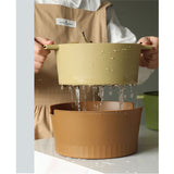 Drain Colander Double Layer Detachable Increased Deepened Capacity Plastic Colander Strainer Set for Kitchen Brown Small