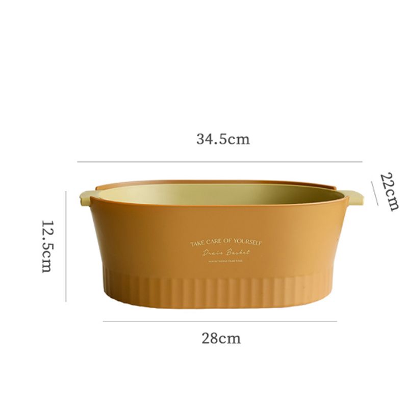 Drain Colander Double Layer Detachable Increased Deepened Capacity Plastic Colander Strainer Set for Kitchen Brown Large