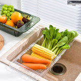 Over The Sink Strainer Retractable Design Transparent Fast Draining Durable PET Sink Colander Transparent Strainer with Retractable Design - Front View