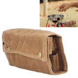 Spice Bottle Bag Foldable Portable Canvas Outdoor Seasoning Jar Holder for Camping Barbecue Picnic Khaki