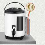 Insulated Hot and Cold Beverage Dispenser Bucket Stainless Steel Beverage Dispenser with Spigot for Milk Tea 8L White
