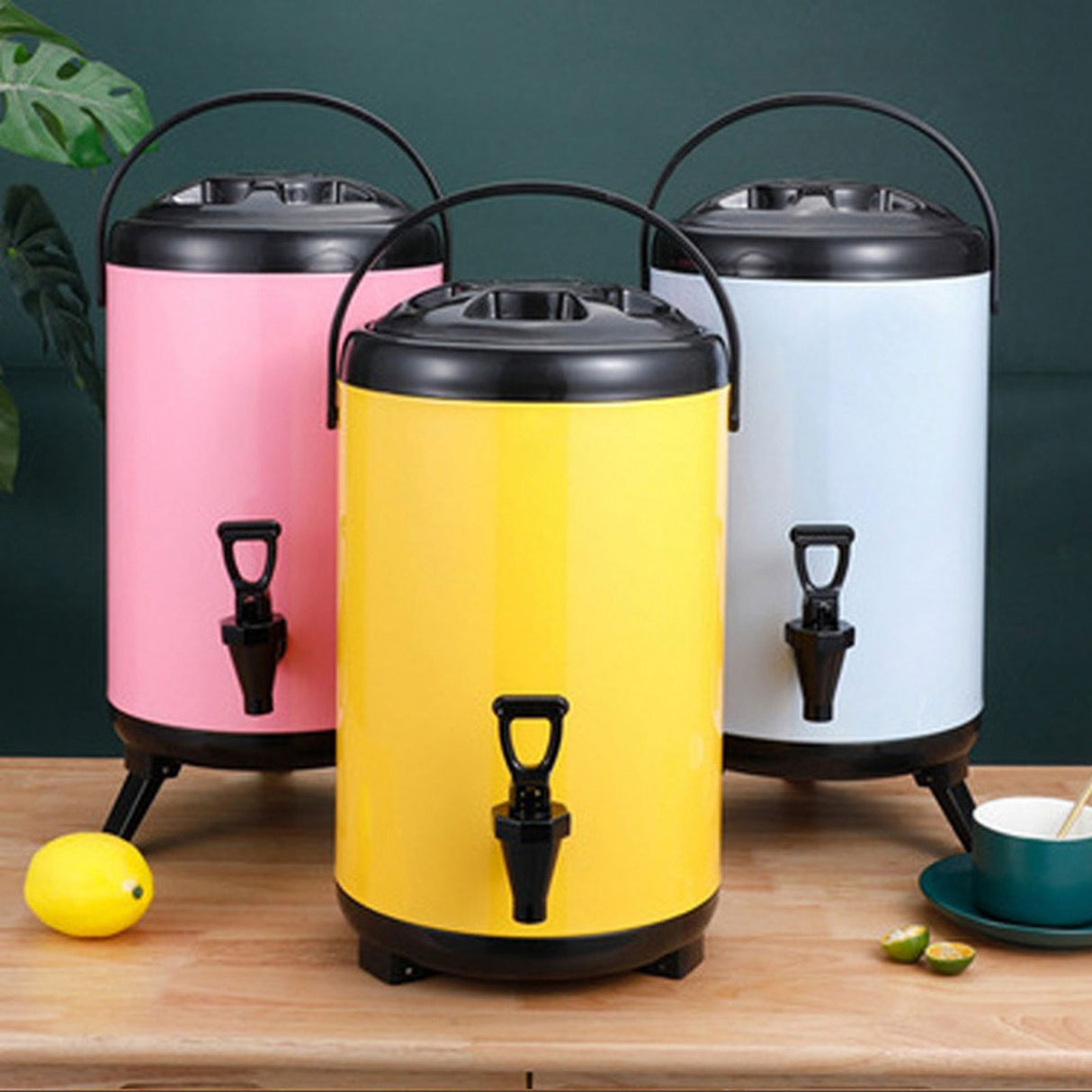 Insulated Hot and Cold Beverage Dispenser Bucket Stainless Steel Beverage Dispenser with Spigot for Milk Tea 8L Light Blue