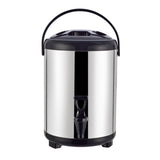 Insulated Hot and Cold Beverage Dispenser Bucket Stainless Steel Beverage Dispenser with Spigot for Milk Tea 8L Steel Color (Black Cover)