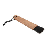 Coffee Grinder Brush Soft Bristles Long Handle Coffee Machine Cleaning Tool for Home Cafe Cups Mugs Walnut Wood Black Bristles - Front View