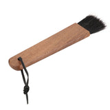 Coffee Grinder Brush Soft Bristles Long Handle Coffee Machine Cleaning Tool for Home Cafe Cups Mugs Walnut Wood Black Bristles - Rear View