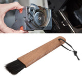 Coffee Grinder Brush Soft Bristles Long Handle Coffee Machine Cleaning Tool for Home Cafe Cups Mugs Walnut Wood Black Bristles