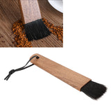 Coffee Grinder Brush Soft Bristles Long Handle Coffee Machine Cleaning Tool for Home Cafe Cups Mugs Walnut Wood Black Bristles