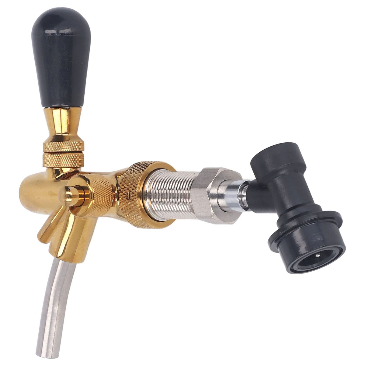 G5/8 Beer Faucet Brass Stainless Steel Beer Faucet Adjustable Beer Tap with Quick Connector