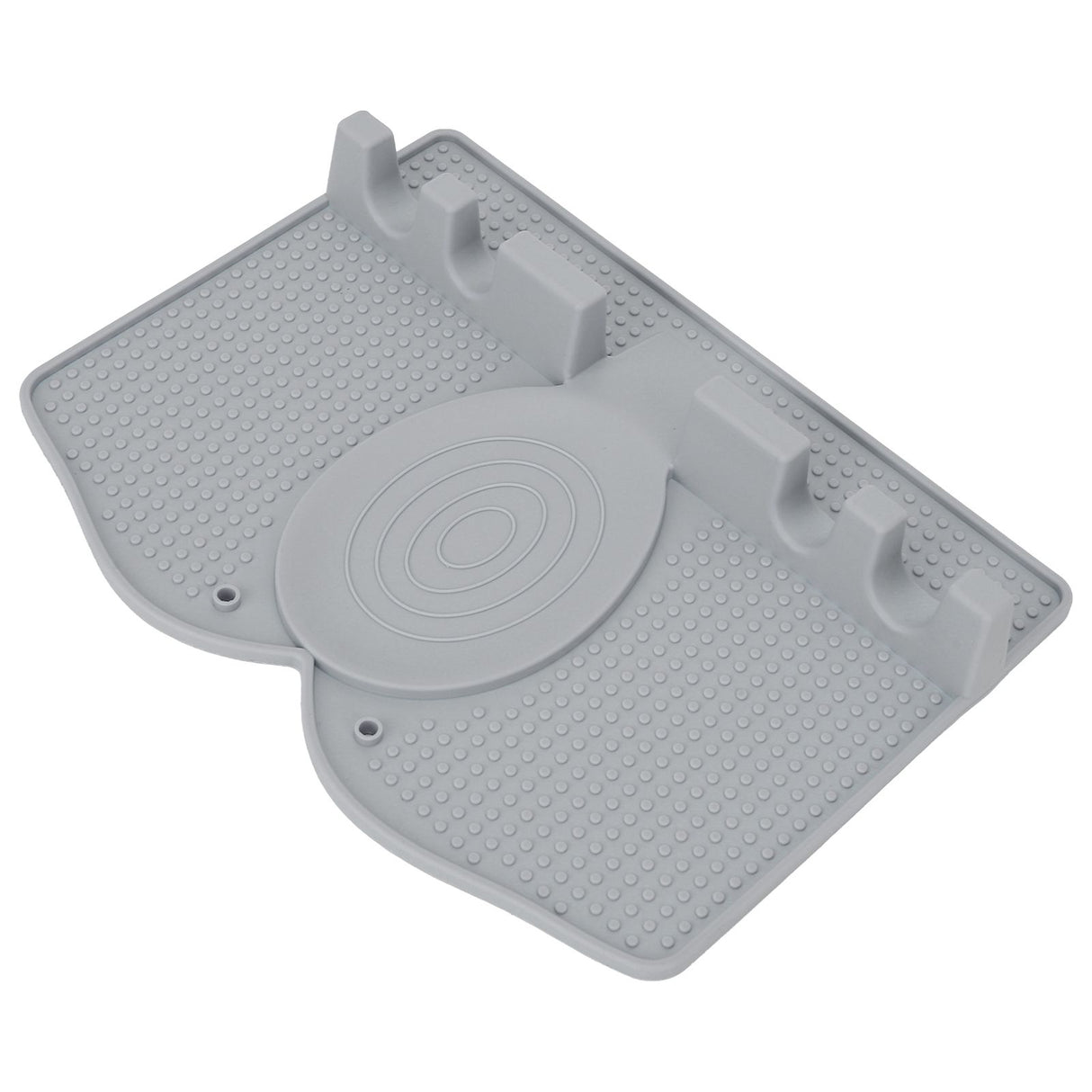 Silicone Utensil Rest Heat Resistant Non Slip Silicone Utensil Holder with Drip Pad for Kitchen Utensil Spoons Tongs Light Gray