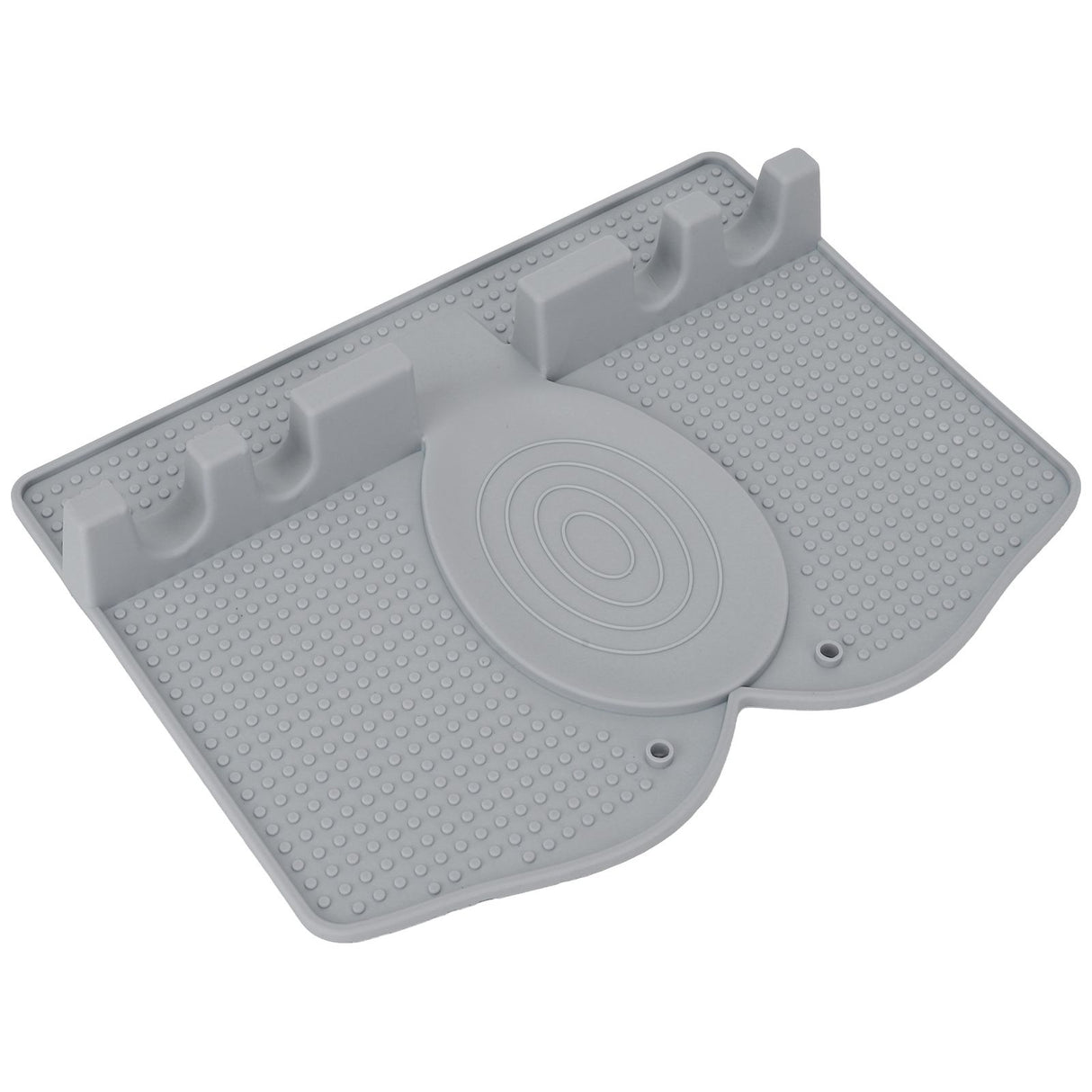 Silicone Utensil Rest Heat Resistant Non Slip Silicone Utensil Holder with Drip Pad for Kitchen Utensil Spoons Tongs Light Gray
