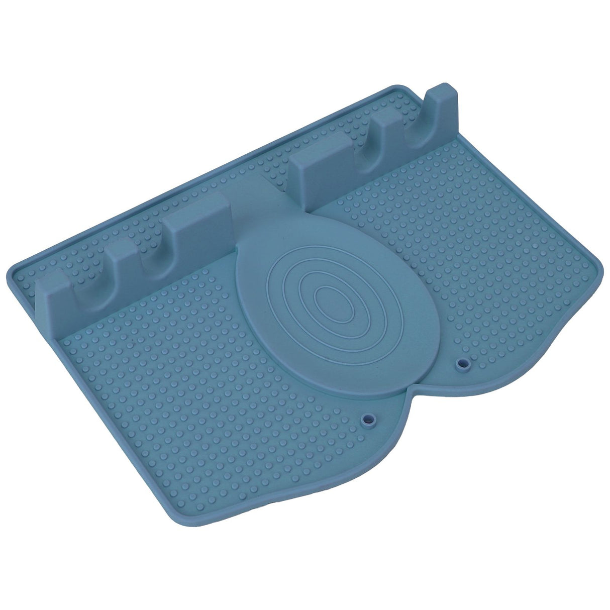 Silicone Utensil Rest Heat Resistant Non Slip Silicone Utensil Holder with Drip Pad for Kitchen Utensil Spoons Tongs Dark Blue
