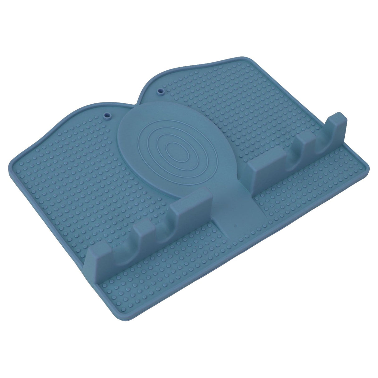 Silicone Utensil Rest Heat Resistant Non Slip Silicone Utensil Holder with Drip Pad for Kitchen Utensil Spoons Tongs Dark Blue