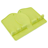 Silicone Utensil Rest Heat Resistant Non Slip Silicone Utensil Holder with Drip Pad for Kitchen Utensil Spoons Tongs Light Green - Close-Up Angle