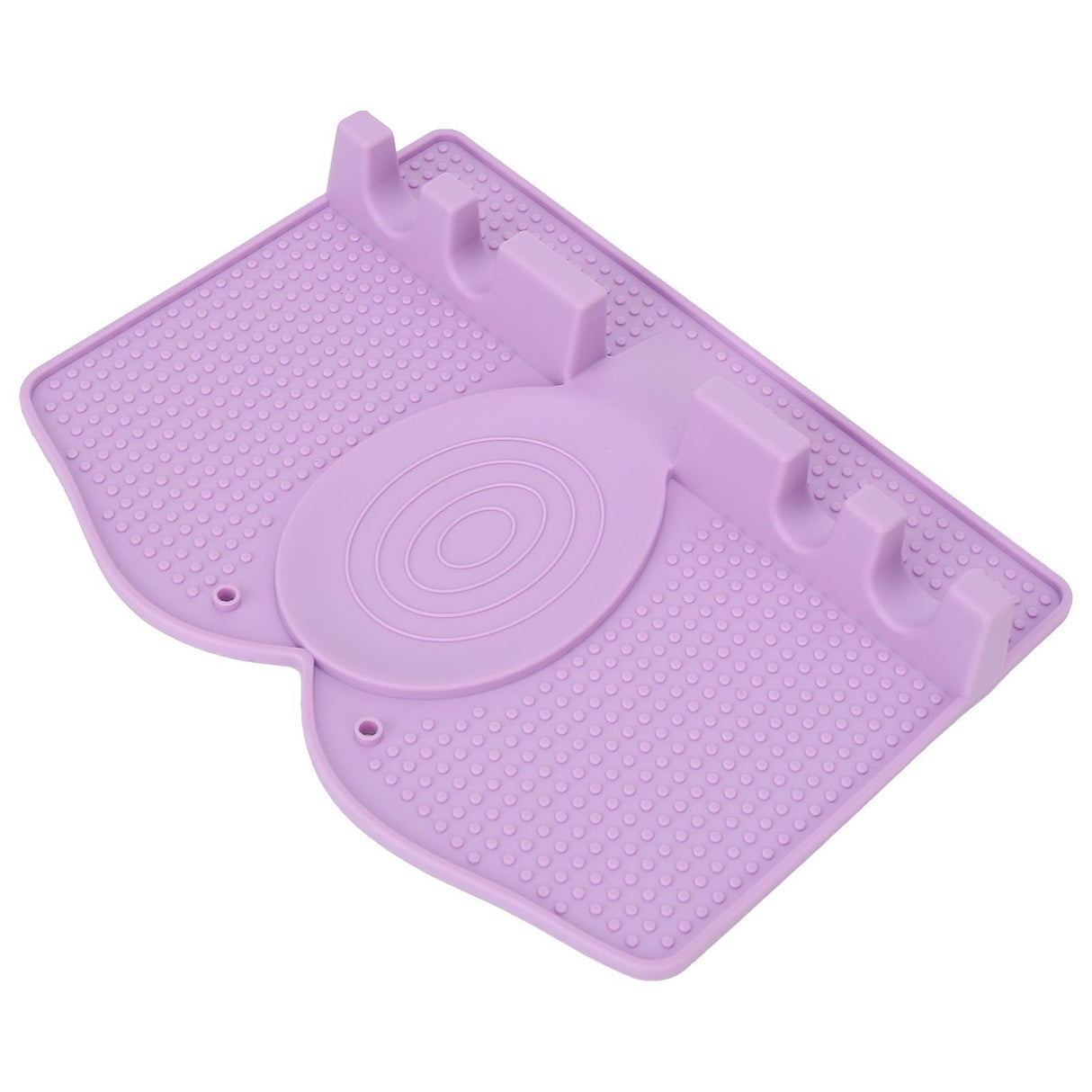 Silicone Utensil Rest Heat Resistant Non Slip Silicone Utensil Holder with Drip Pad for Kitchen Utensil Spoons Tongs Light Purple