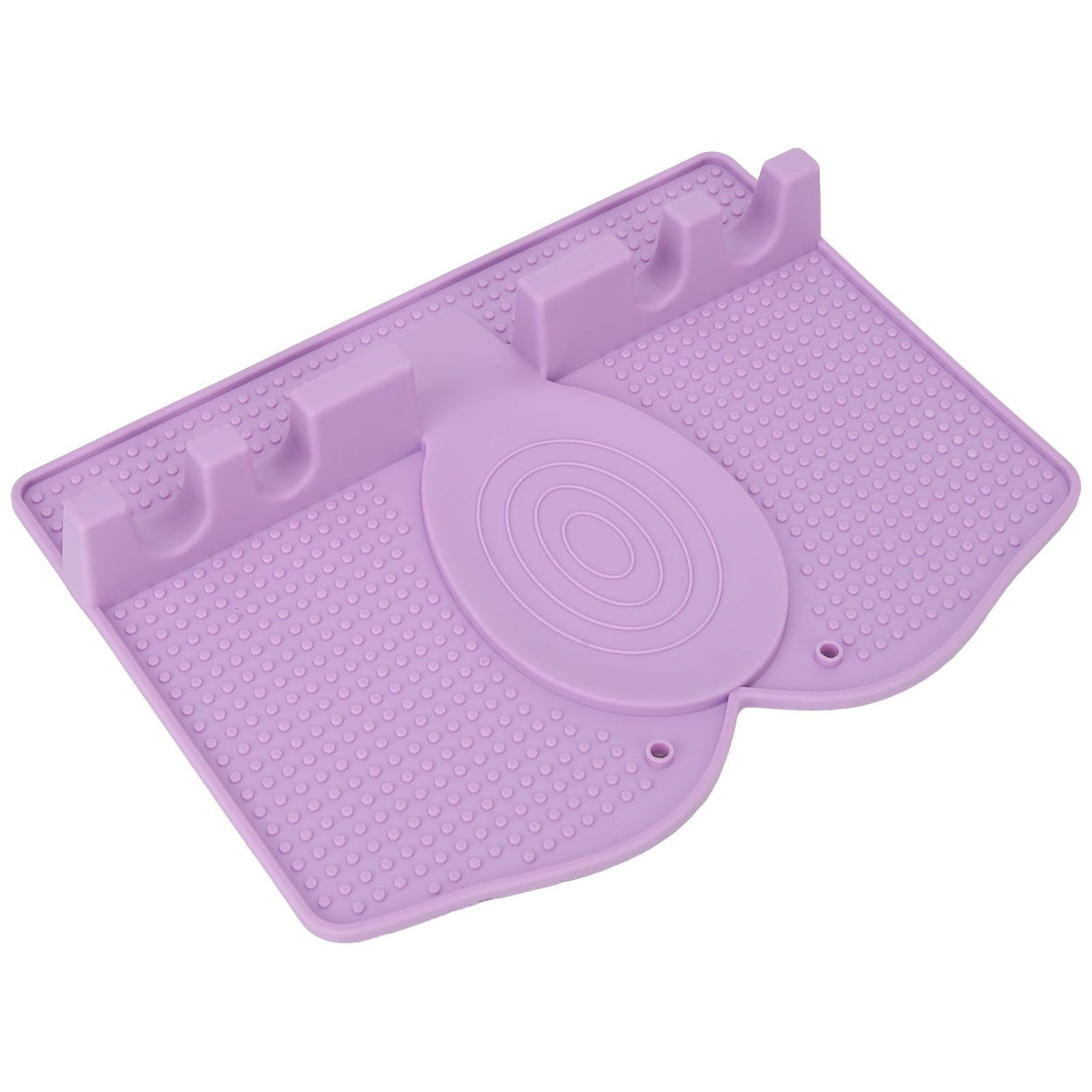 Silicone Utensil Rest Heat Resistant Non Slip Silicone Utensil Holder with Drip Pad for Kitchen Utensil Spoons Tongs Light Purple