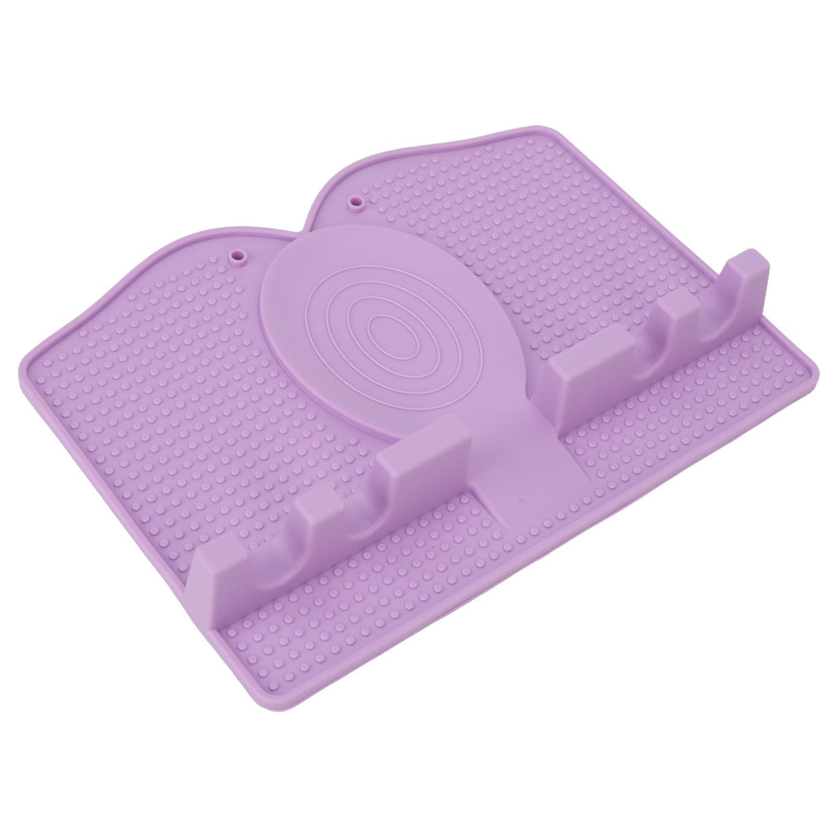 Silicone Utensil Rest Heat Resistant Non Slip Silicone Utensil Holder with Drip Pad for Kitchen Utensil Spoons Tongs Light Purple