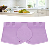 Silicone Utensil Rest Heat Resistant Non Slip Silicone Utensil Holder with Drip Pad for Kitchen Utensil Spoons Tongs Light Purple