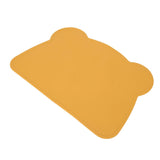 Silicone Placemat Thicken Heat Insulation Anti Slip Soft Elastic Silicone Bear Placemat for Home Hotel Restaurant Yellow - Top-Down View