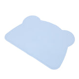 Silicone Placemat Thicken Heat Insulation Anti Slip Soft Elastic Silicone Bear Placemat for Home Hotel Restaurant Blue - Close-Up Angle