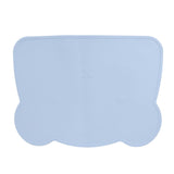 Silicone Placemat Thicken Heat Insulation Anti Slip Soft Elastic Silicone Bear Placemat for Home Hotel Restaurant Blue - Extra Image
