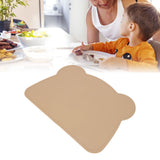 Silicone Placemat Thicken Heat Insulation Anti Slip Soft Elastic Silicone Bear Placemat for Home Hotel Restaurant Brown