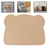 Silicone Placemat Thicken Heat Insulation Anti Slip Soft Elastic Silicone Bear Placemat for Home Hotel Restaurant Brown - Extra Image