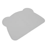 Silicone Placemat Thicken Heat Insulation Anti Slip Soft Elastic Silicone Bear Placemat for Home Hotel Restaurant Grey