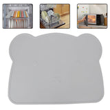 Silicone Placemat Thicken Heat Insulation Anti Slip Soft Elastic Silicone Bear Placemat for Home Hotel Restaurant Grey