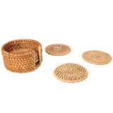 6 PCS Rattan Coasters Hand Made Teacup Coasters Set Insulated Rattan Cup Placemat Teacup Accessories 10cm / 3.9in - Side View