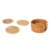 6 PCS Rattan Coasters Hand Made Teacup Coasters Set Insulated Rattan Cup Placemat Teacup Accessories 10cm / 3.9in