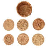 6 PCS Rattan Coasters Hand Made Teacup Coasters Set Insulated Rattan Cup Placemat Teacup Accessories 10cm / 3.9in