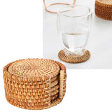 6 PCS Rattan Coasters Hand Made Teacup Coasters Set Insulated Rattan Cup Placemat Teacup Accessories 10cm / 3.9in