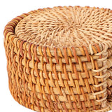 6 PCS Rattan Coasters Hand Made Teacup Coasters Set Insulated Rattan Cup Placemat Teacup Accessories 10cm / 3.9in - Extra Image