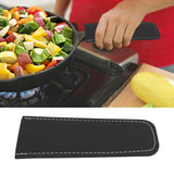 Pan Handle Cover PU Leather Anti Scald Hot Pot Holder Kitchen Cooking Accessories for Cast Iron Skillet Frying Pan Black - Extra Image