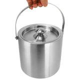 Ice Bucket Stainless Steel 3L Double Wall Insulated Ice Bucket with Lid for Beer Champagne - Side View