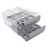 Egg Drawer Double Layer Transparent 32 Lattice Large Capacity Egg Storage Box for Refrigerator Grey